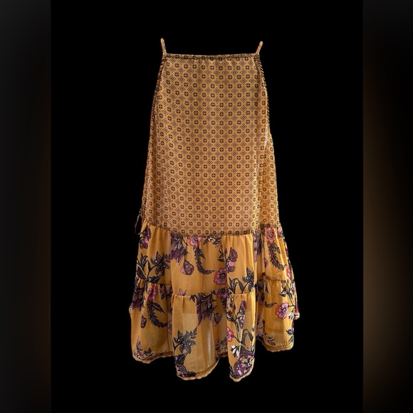 Jolt XL sleeveless loose spaghetti straps top autumn colors boho lace up sides - Picture 3 of 6